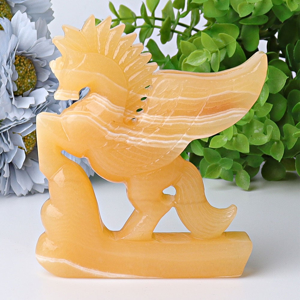 4.8" Yellow Calcite Unicorn Crystal Carvings Free Form Wholesale Crystals USA