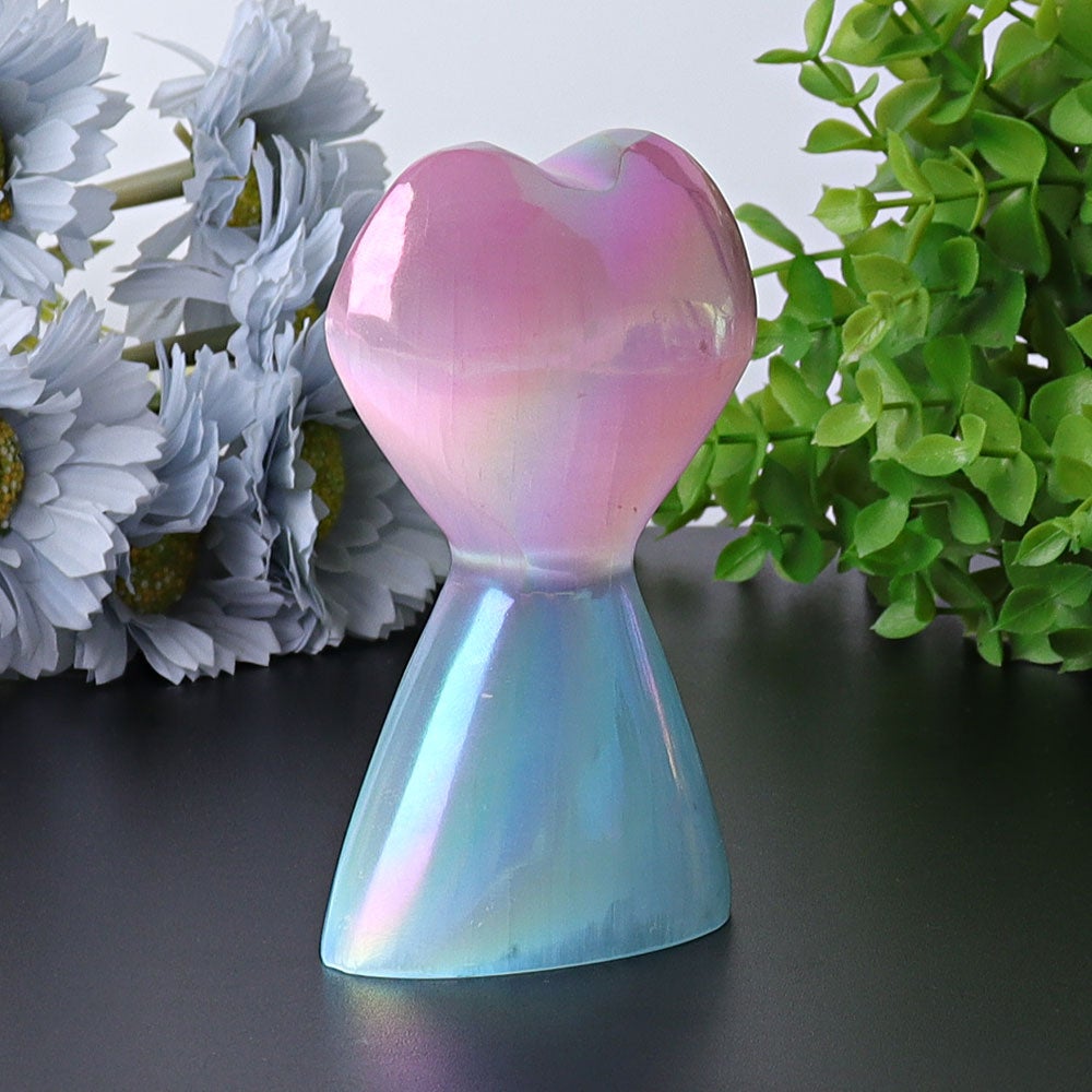 4.2" Selenite Aura Angel Crystal Heart Tower Wholesale Crystals USA