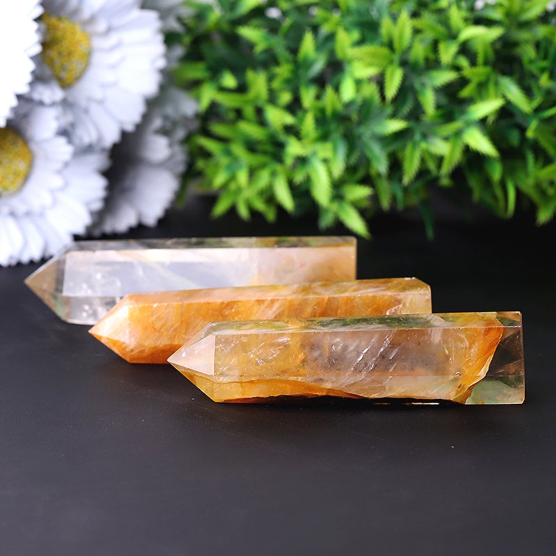 3.5" Set of 3 Golden Healer Crystal Points  Wholesale Crystals USA