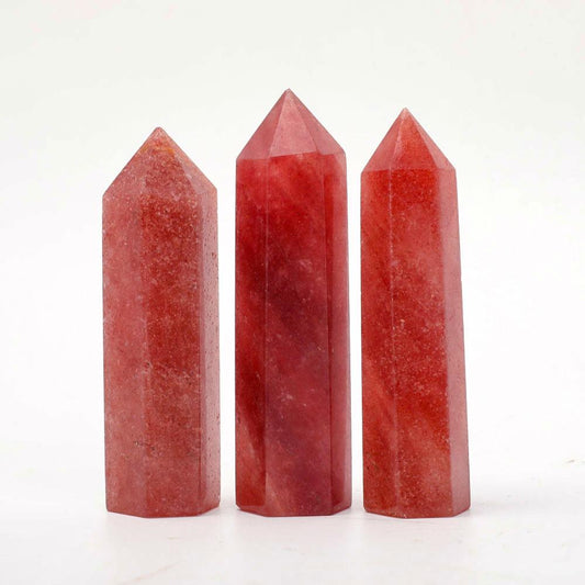 Set of 3 Strawberry Quartz Points Wholesale Crystals USA