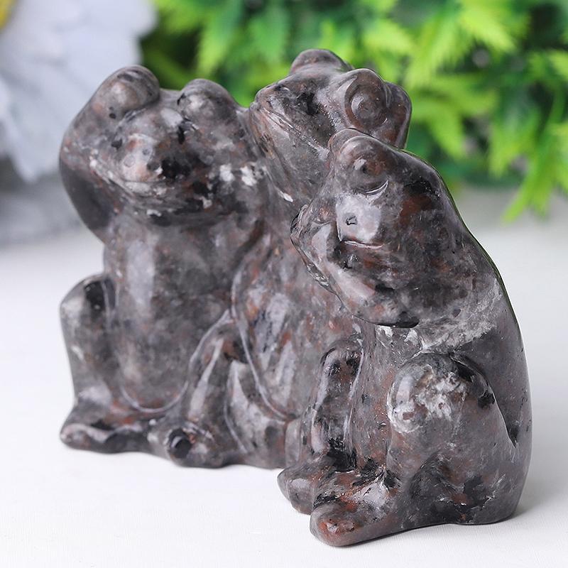 3" Yooperlite Frog See No Evil, Hear No Evil, Speak No Evil, Crystal Carvings Wholesale Crystals USA