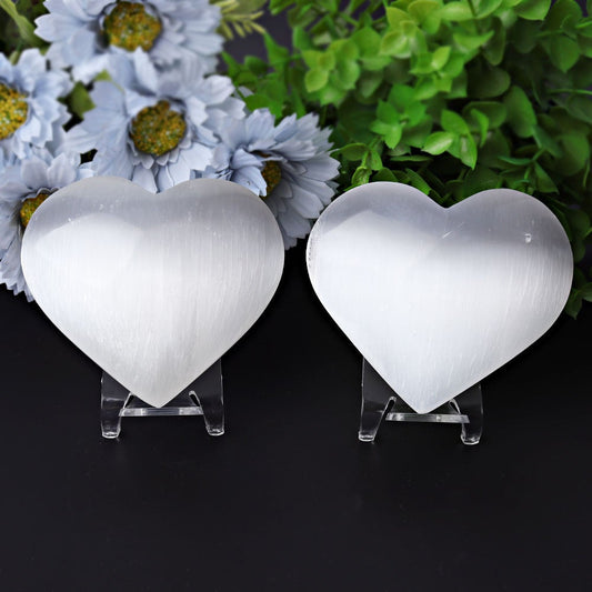 1.7"-2.8" Selenite Heart Crystal Carvings Wholesale Crystals USA