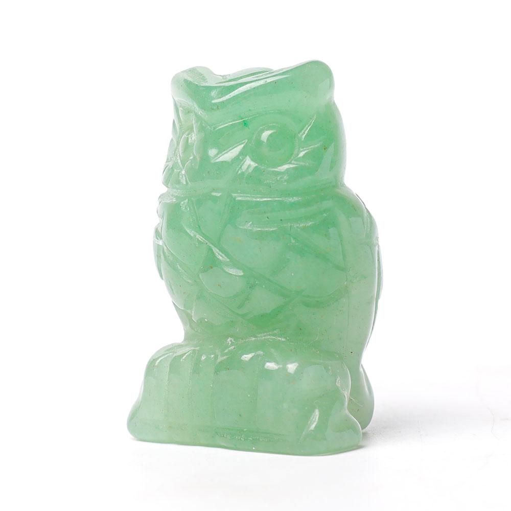 2.0" Aventurine Owl Figurine Crystal Carvings Wholesale Crystals USA