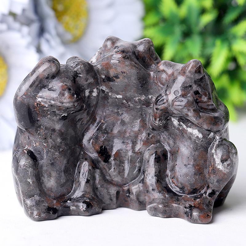 3" Yooperlite Frog See No Evil, Hear No Evil, Speak No Evil, Crystal Carvings Wholesale Crystals USA