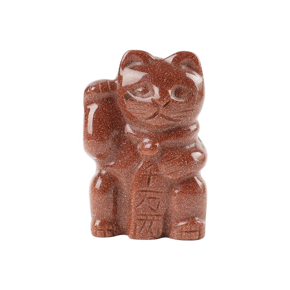 2" Gold Sandstone Crystal Carving Lucky Cat Wholesale Crystals USA