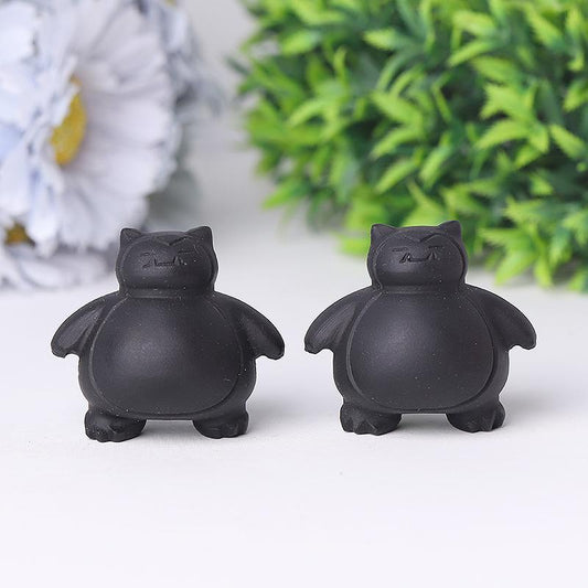 1.8" Black Obsidian Snorlax Crystal Carvings Wholesale Crystals USA