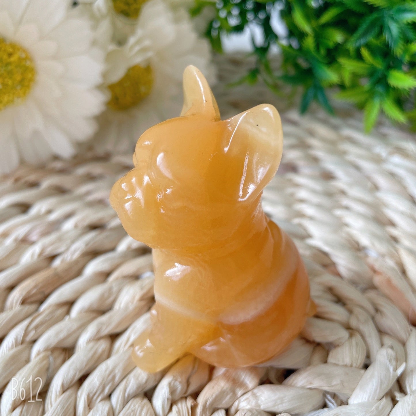 2.4" High Quality Yellow Calcite French Bulldog Carving Crystal Dog For Home Decor Wholesale Crystals USA