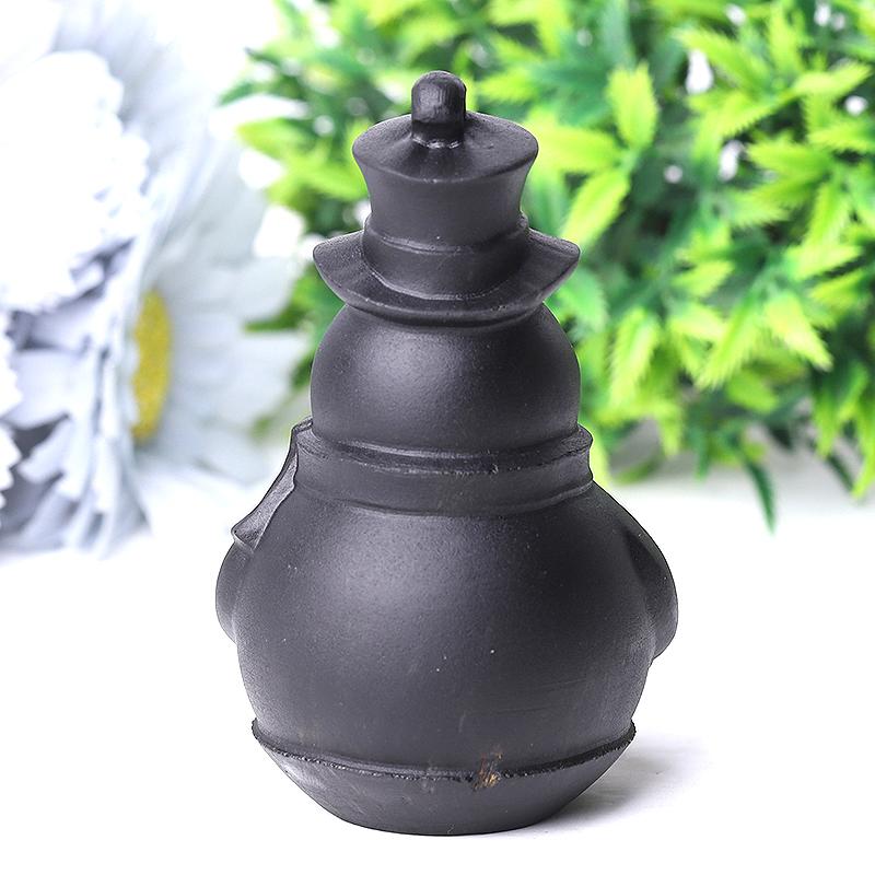 3.7" Black Obsidian Snowman Crystal Carvings Wholesale Crystals USA