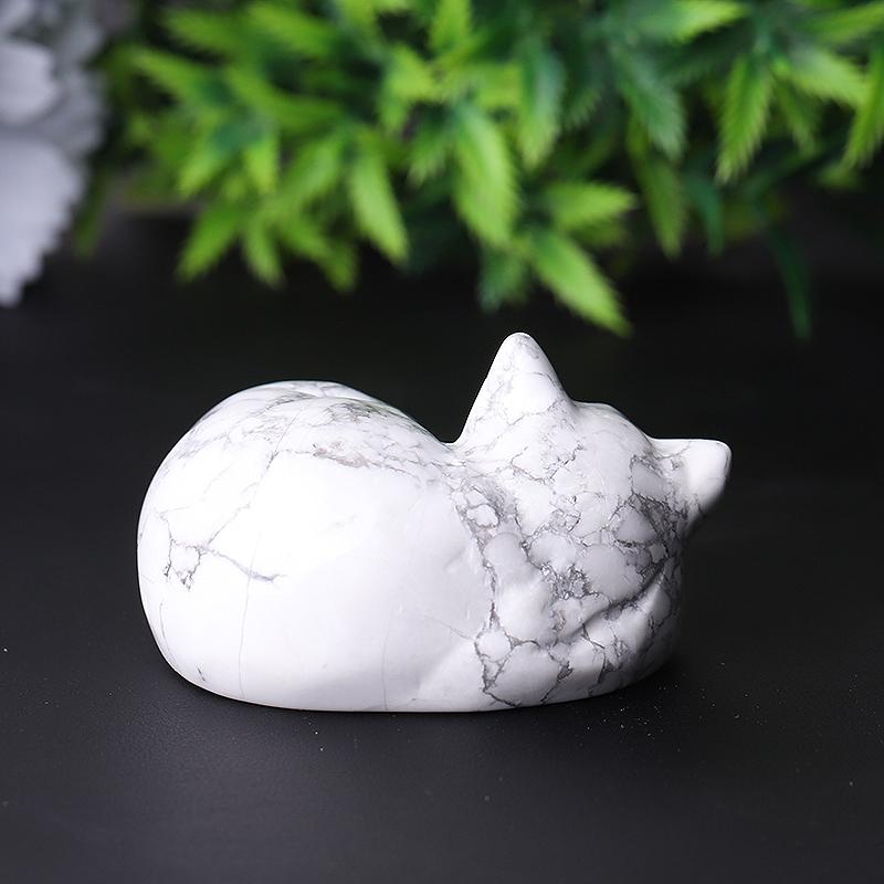 2.1" Howlite Sleepy Cat Crystal Carvings Wholesale Crystals USA