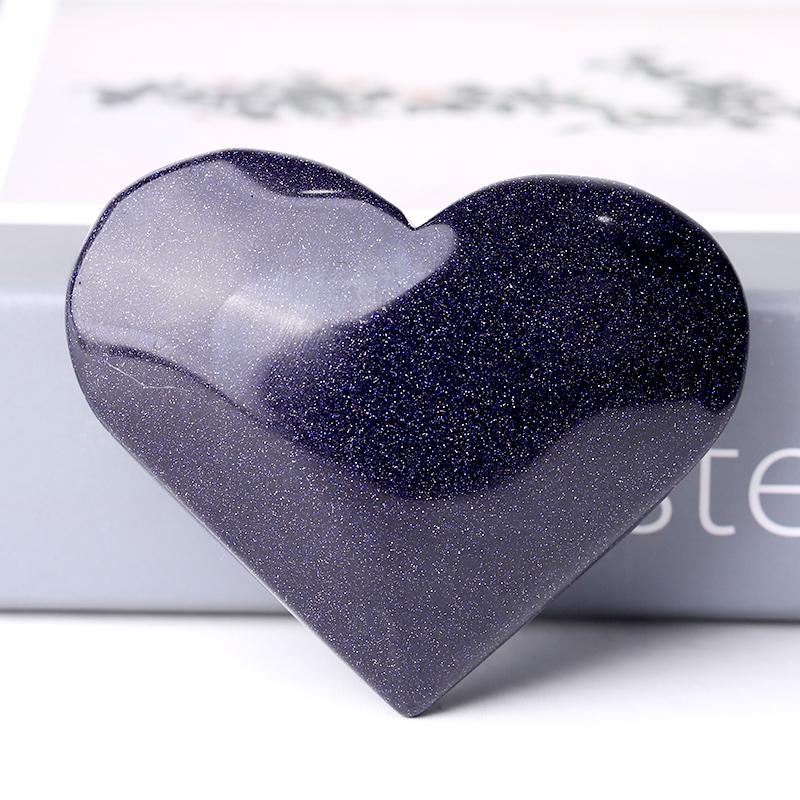 2.5-3.0" Blue Sandstone Heart Shape Crystal Carvings Wholesale Crystals USA