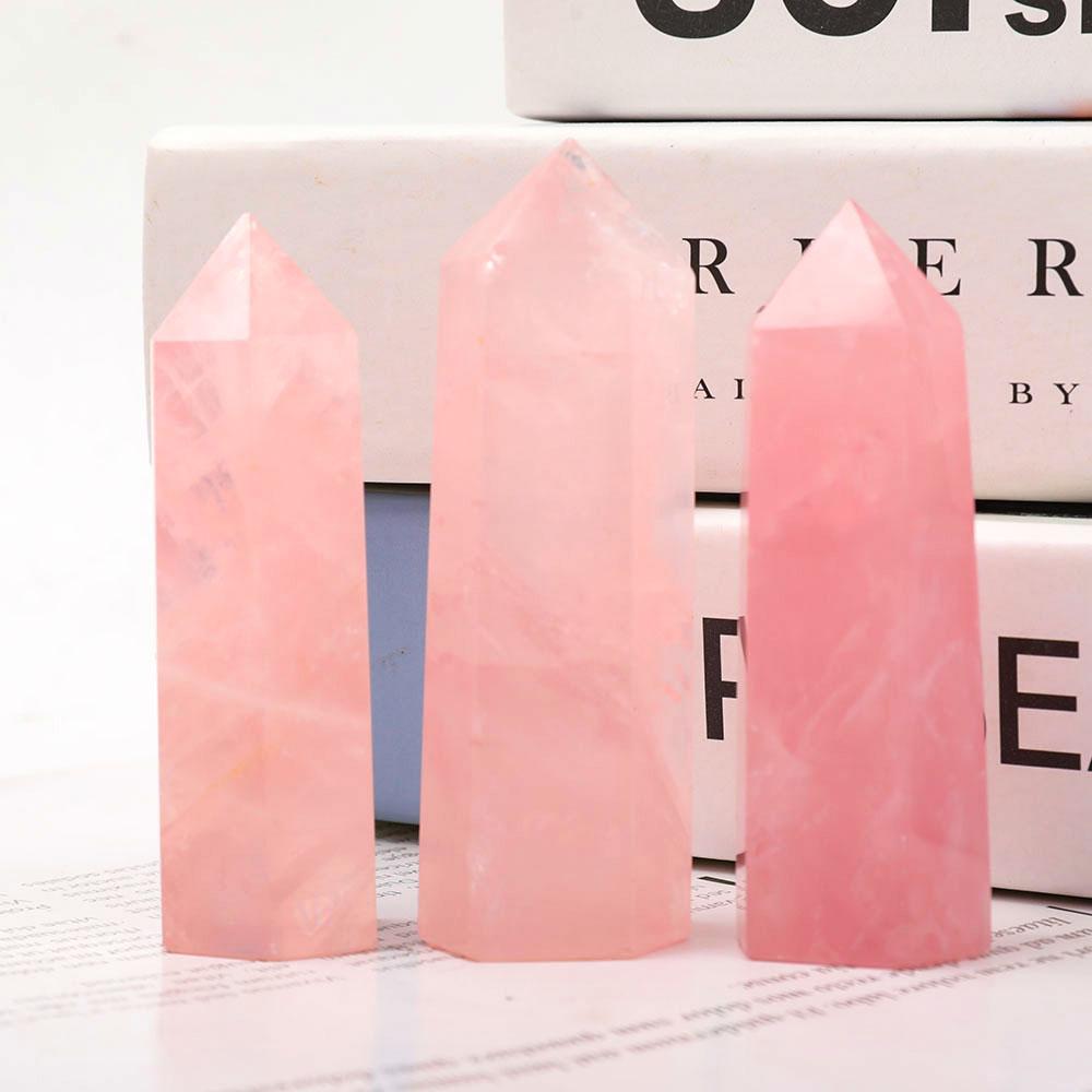 Set of 3 Rose Quartz Points Wholesale Crystals USA