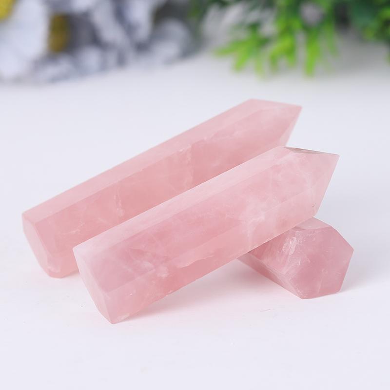 Natural Rose Quartz Point Healing Crystal Tower Wholesale Crystals USA