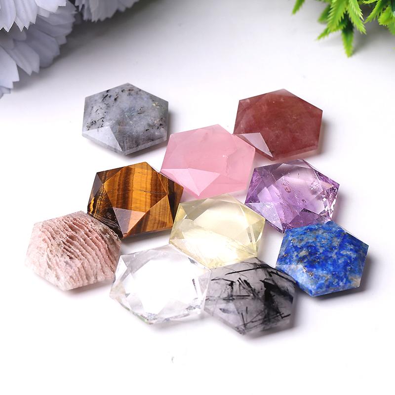 1" Crystal Hexagon Pocket Stone  for Pendant for DIY Wholesale Crystals USA