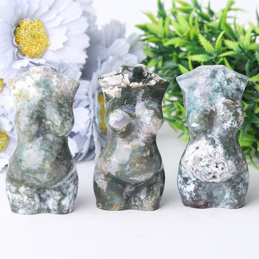 3" Moss Agate Pregnent Woman Body Crystal Carvings Wholesale Crystals USA