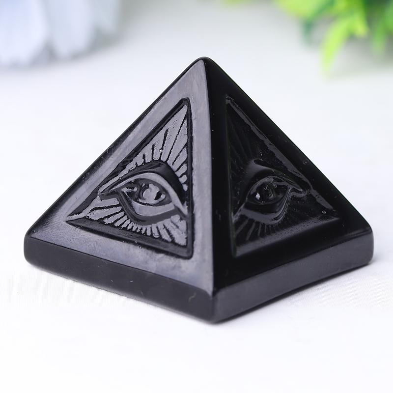 1.6" Black Obsidian Pyramid Crystal Carvings Wholesale Crystals USA