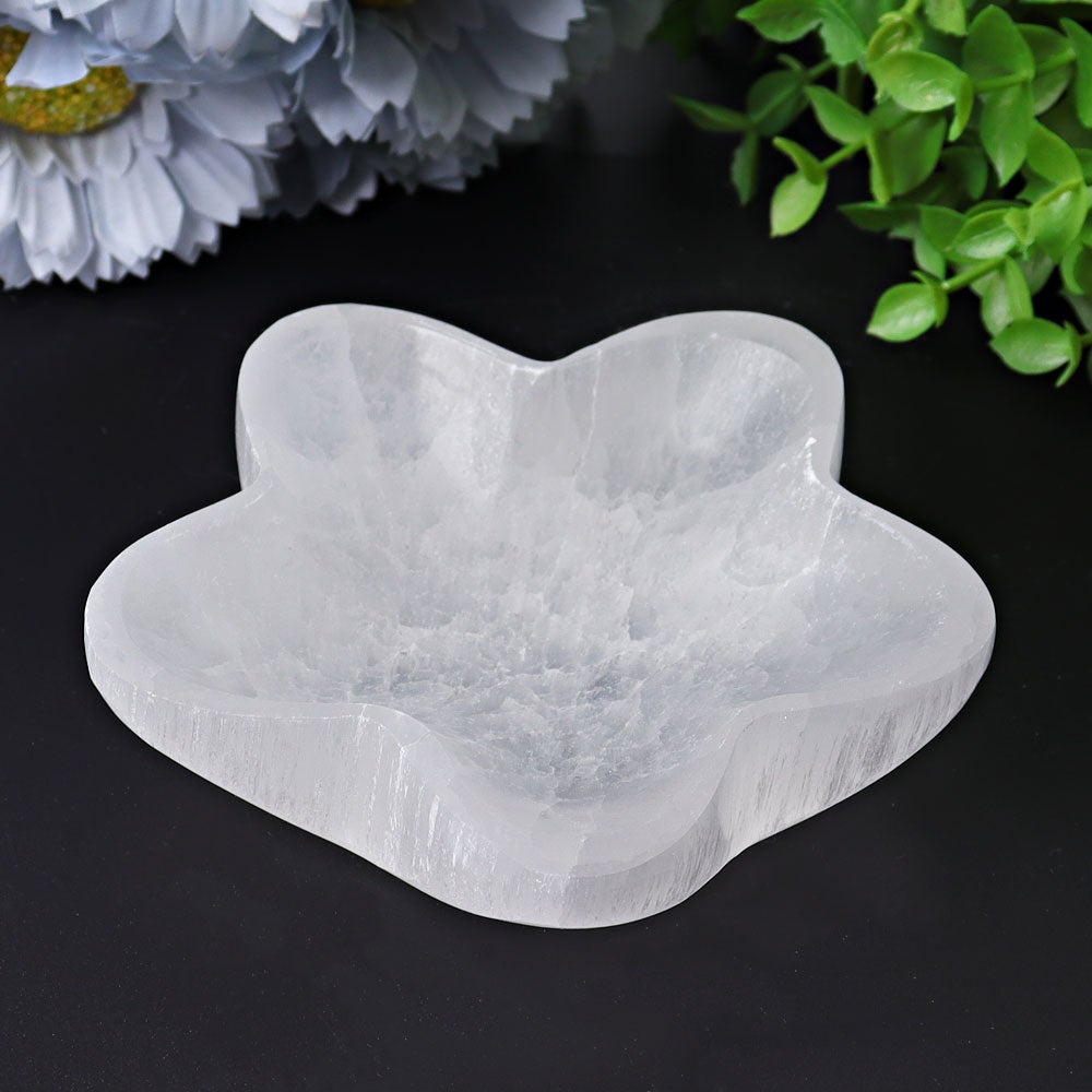 4" Flower Shape Selenite Bowl Wholesale Crystals USA