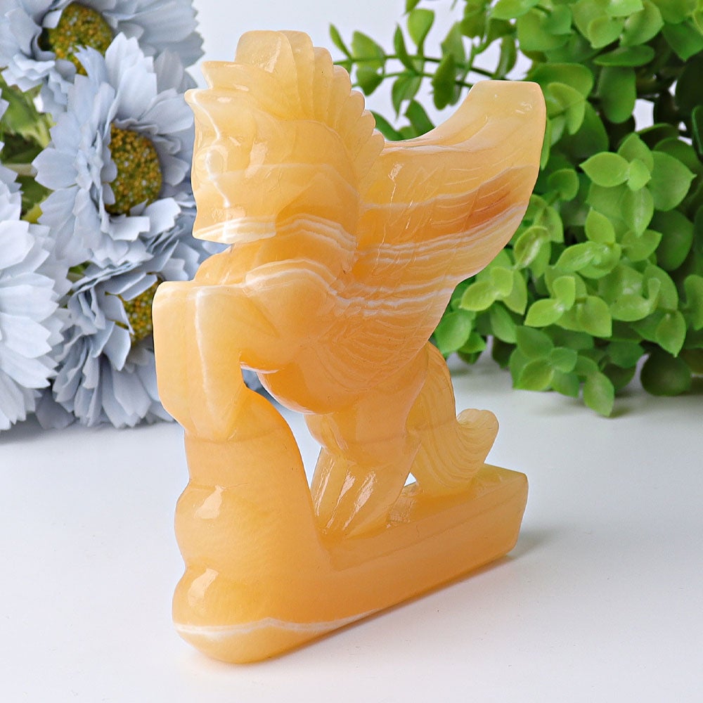 4.8" Yellow Calcite Unicorn Crystal Carvings Free Form Wholesale Crystals USA