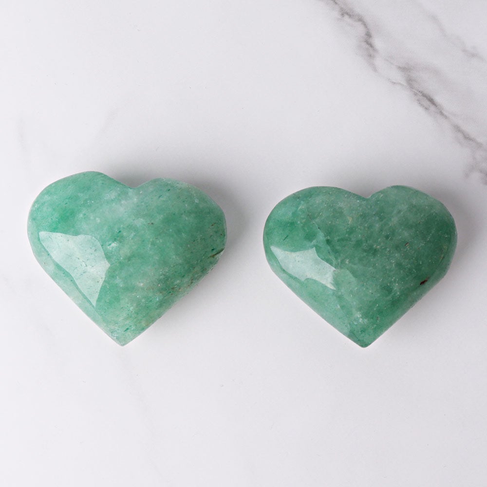 1.8"-2.5" Green Strawberry Quartz Heart Crystal Carvings Wholesale Crystals USA