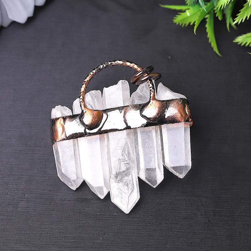 2" Clear Quartz with Green Quartz Pendant for Jewelry DIY Wholesale Crystals USA