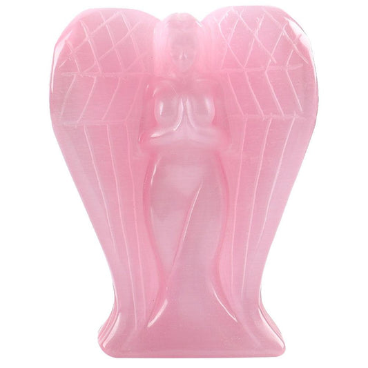 Large Hand Carved Pink Cat Eye Crystal Angel Statue for Home Decoration Wholesale Crystals USA
