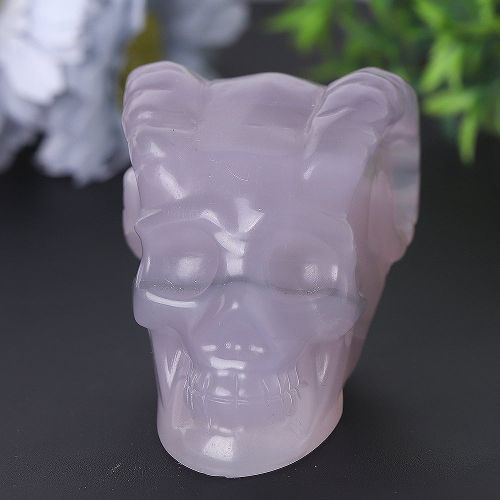 3.4" Unique Fluorite Crystal Skull Carvings for Halloween