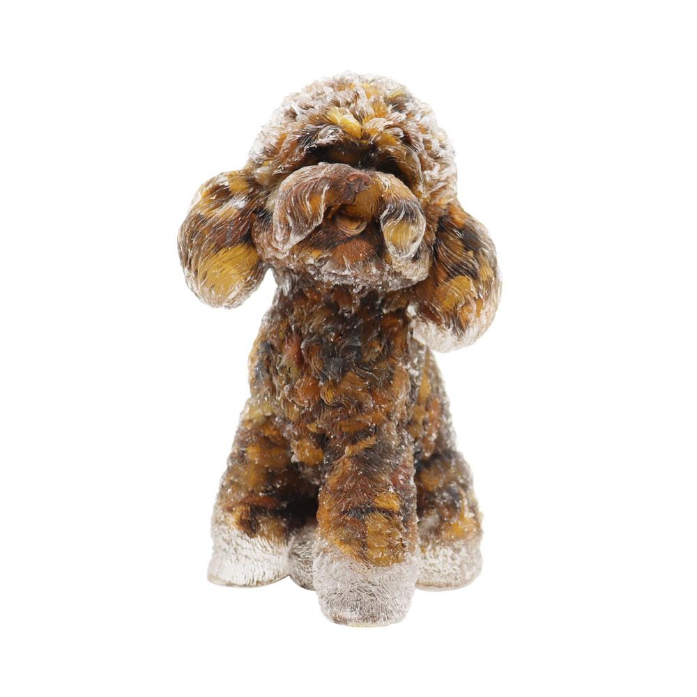 Resin Dog Figurines with Tiger Eye Gravel Toy Poodle for Kids Gifts