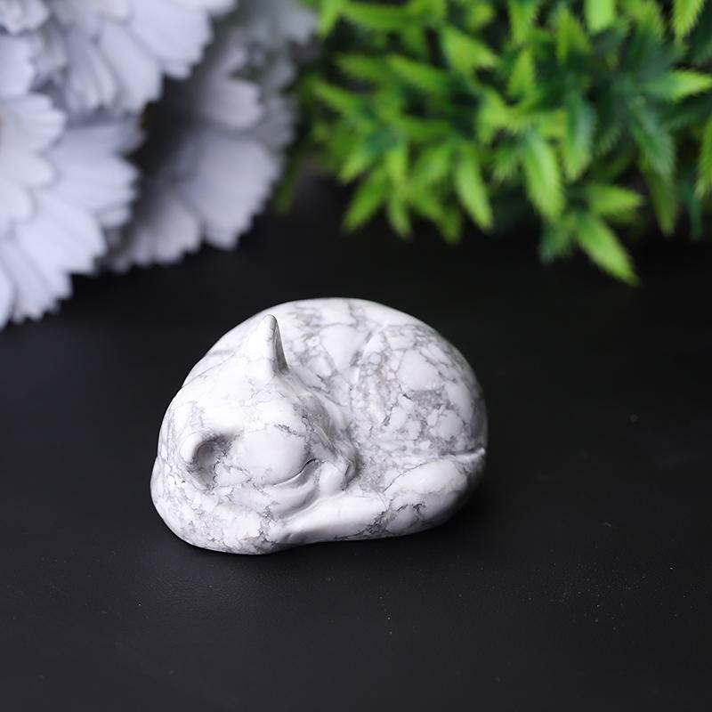 2.1" Howlite Sleepy Cat Crystal Carvings Wholesale Crystals USA