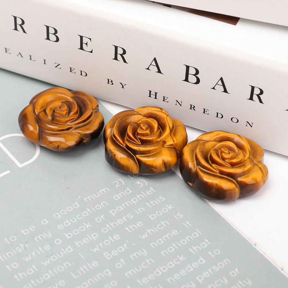 Undrilled Tiger Eye Rose Shape Pendants Wholesale Crystals USA