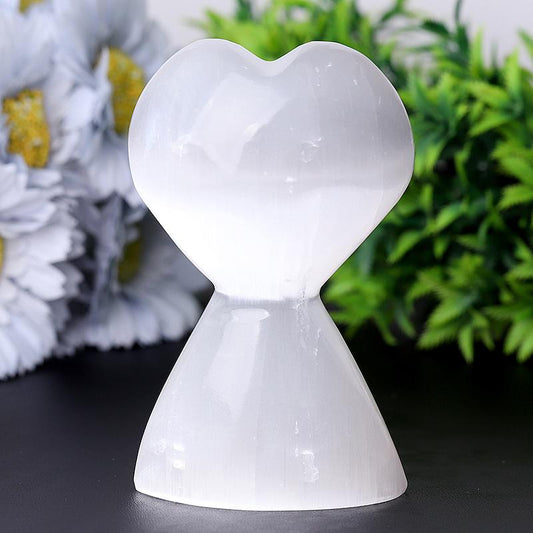 4.2" Healing Selenite Heart Shape Tower