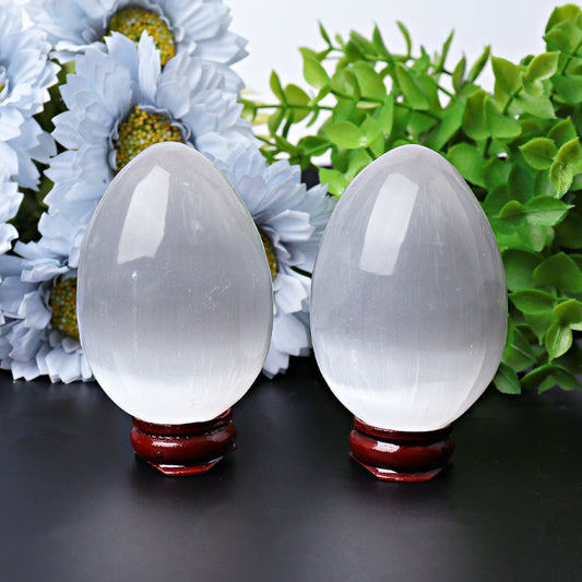 2.5" Selenite Egg Palm Stone Wholesale Crystals USA