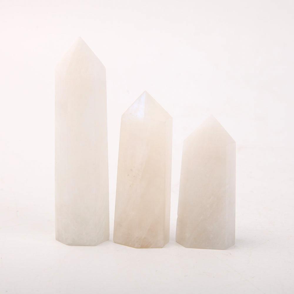 Set of 3 White Moonstone Points Wholesale Crystals USA