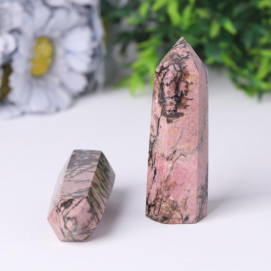 Natural Rhodonite Points Healing Tower Wholesale Crystals USA