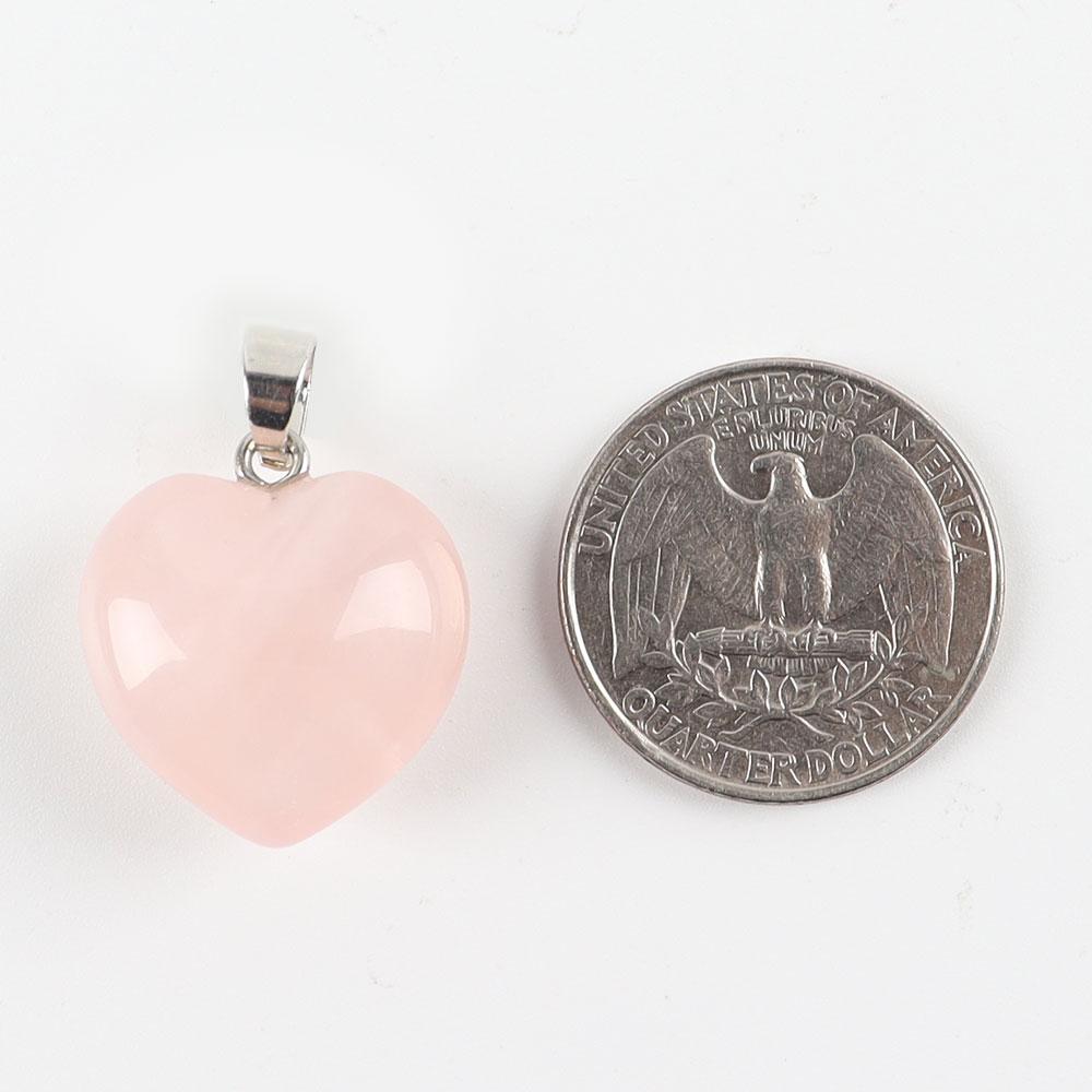 Rose Quartz Love Heart Shaped Gemstone Pendant Wholesale Crystals USA