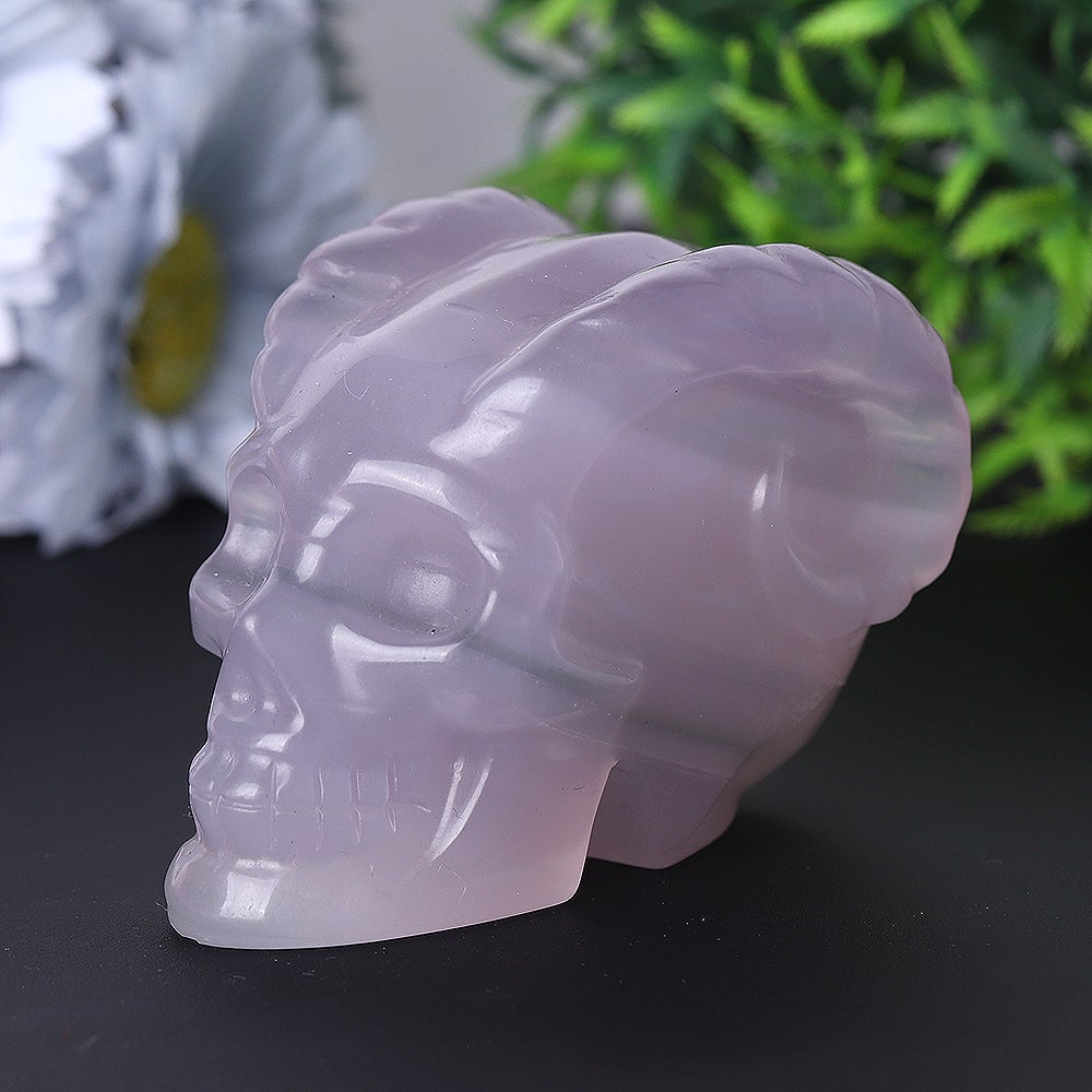 3.4" Unique Fluorite Crystal Skull Carvings for Halloween