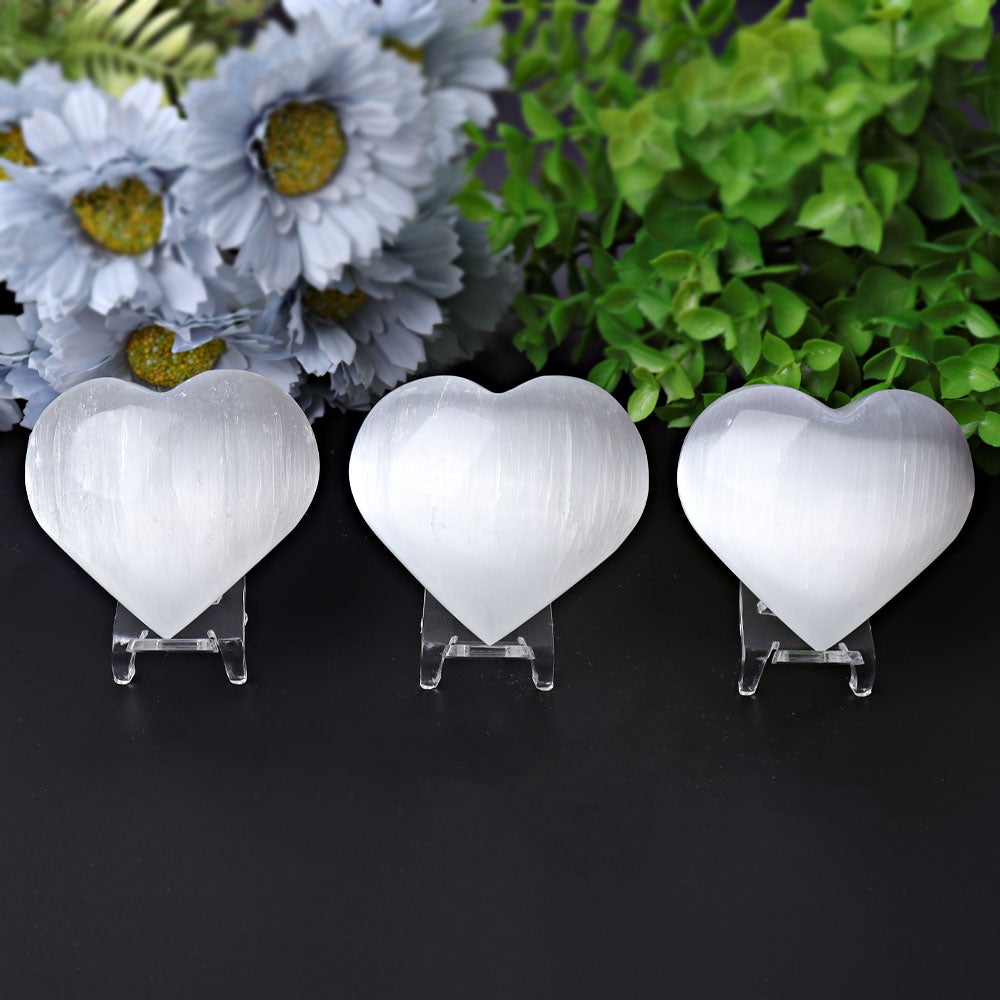 1.7"-2.8" Selenite Heart Crystal Carvings Wholesale Crystals USA