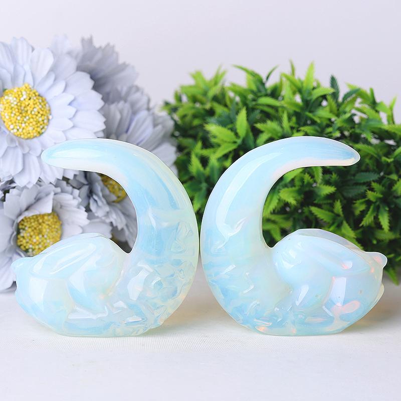 3" Opalite Moon with Rabbit Crystal Carvings Wholesale Crystals USA