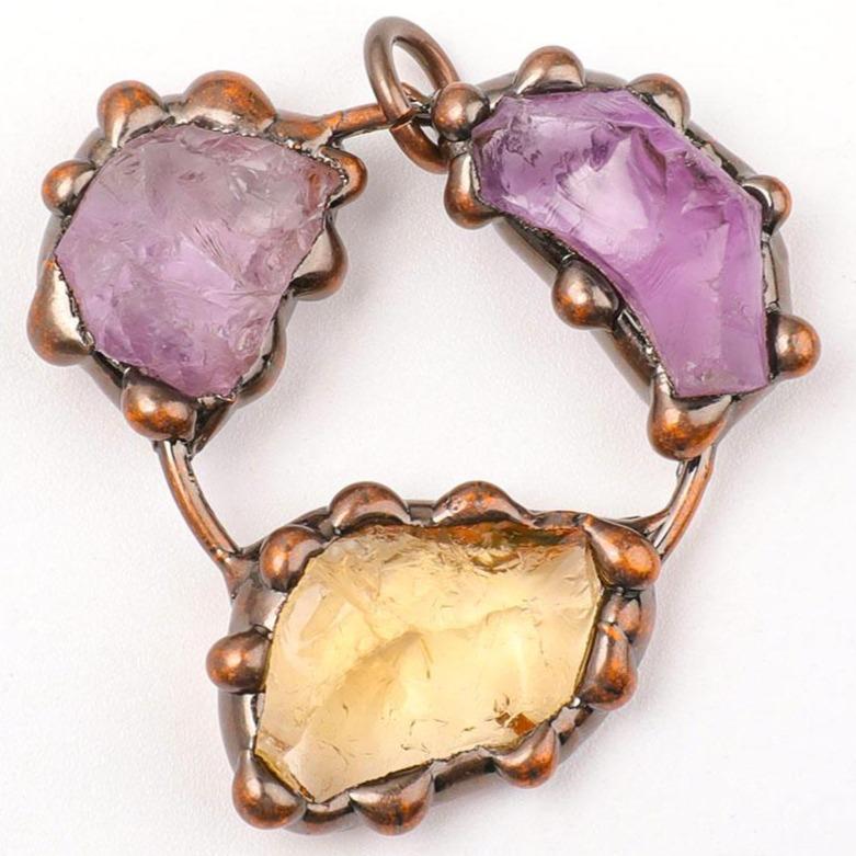 Raw Amethyst Citrine Stone Pendant Wholesale Crystals USA