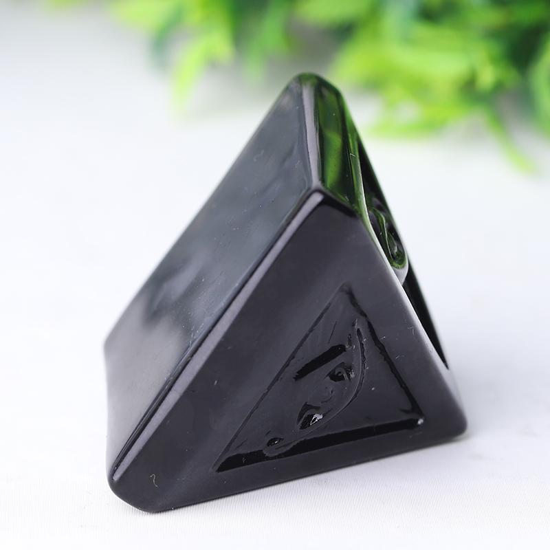 1.6" Black Obsidian Pyramid Crystal Carvings Wholesale Crystals USA