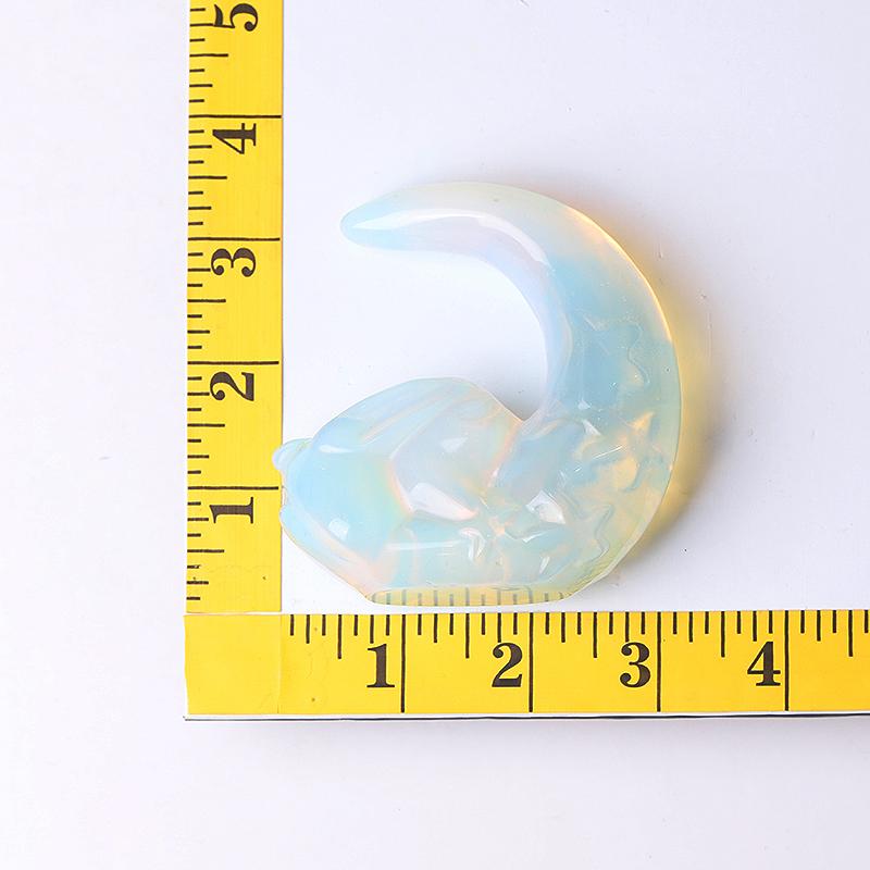 3" Opalite Moon with Rabbit Crystal Carvings Wholesale Crystals USA