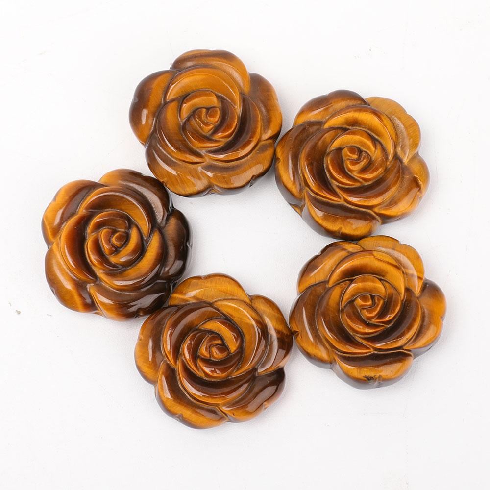 Undrilled Tiger Eye Rose Shape Pendants Wholesale Crystals USA