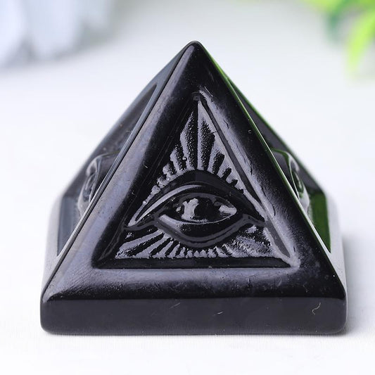 1.6" Black Obsidian Pyramid Crystal Carvings Wholesale Crystals USA