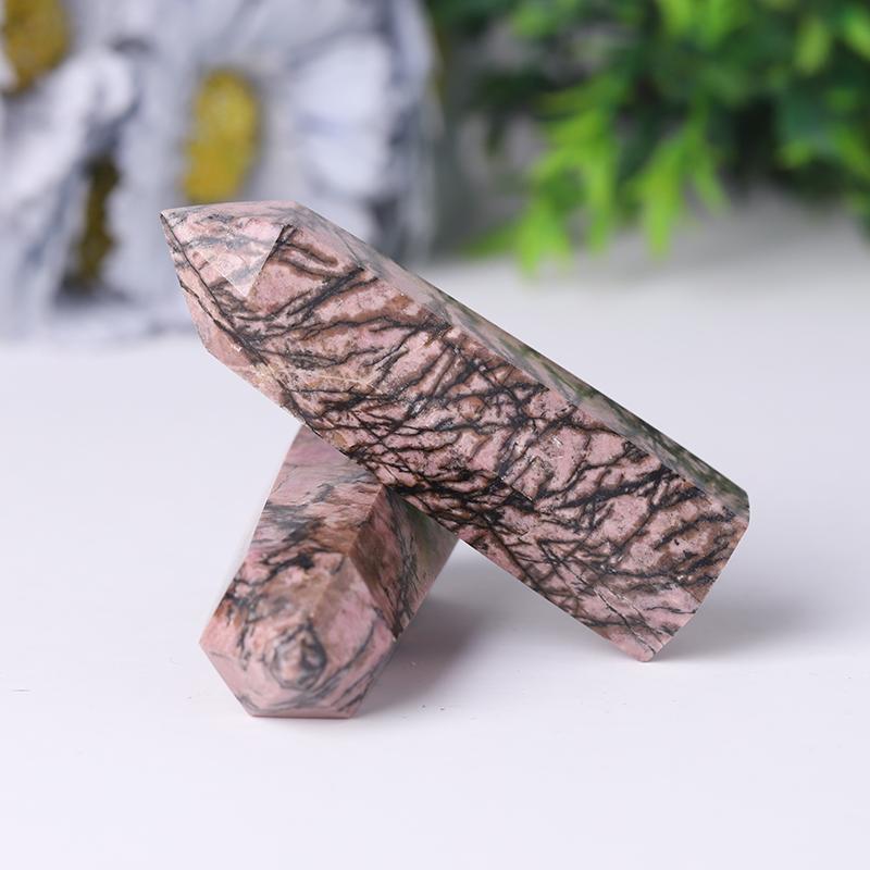 Natural Rhodonite Points Healing Tower Wholesale Crystals USA