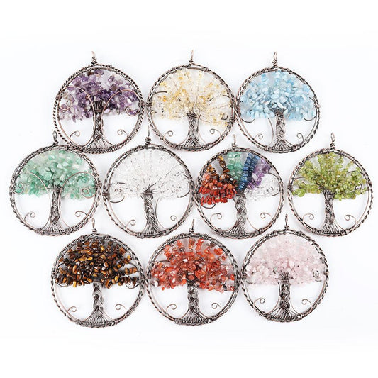 Healing Crystal Jewelry Tree of Life Wire Wrapped Pendant Wholesale Crystals USA