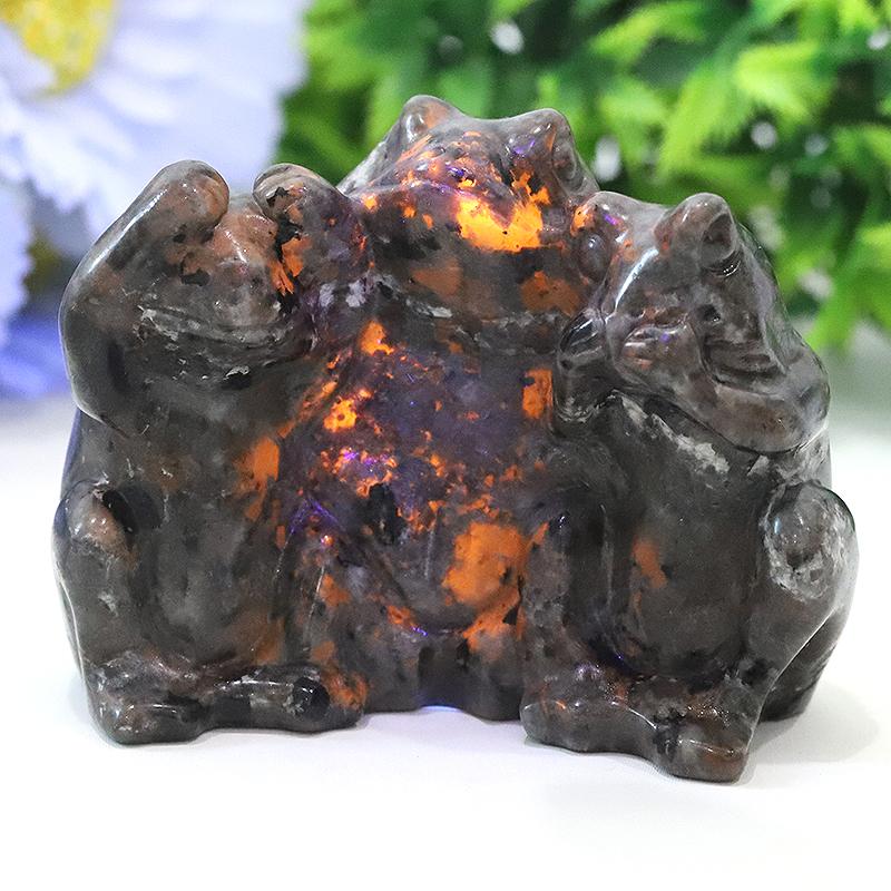 3" Yooperlite Frog See No Evil, Hear No Evil, Speak No Evil, Crystal Carvings Wholesale Crystals USA