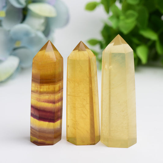 2.5"-4.5" Yellow Fluorite Crystal Points Bulk Wholesale  Crystals USA