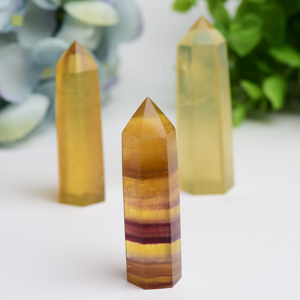 2.5"-4.5" Yellow Fluorite Crystal Points Bulk Wholesale  Crystals USA