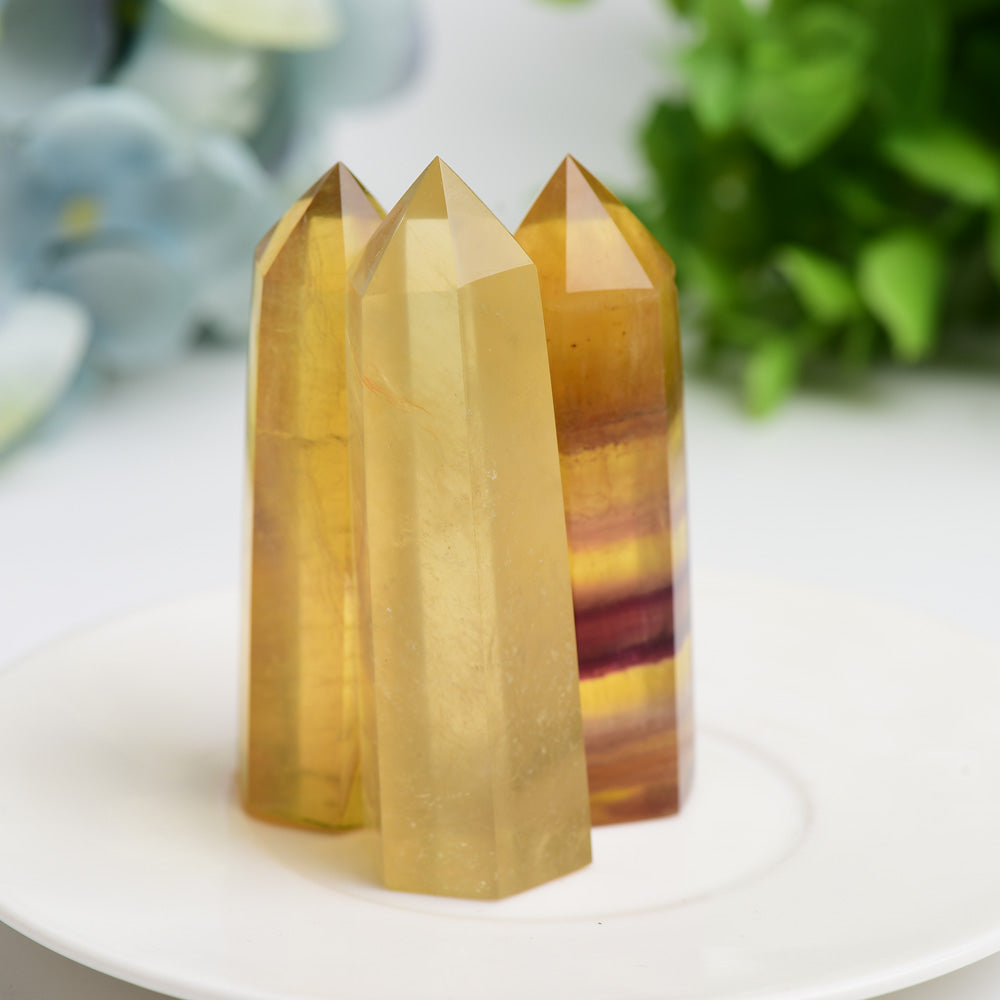 2.5"-4.5" Yellow Fluorite Crystal Points Bulk Wholesale  Crystals USA