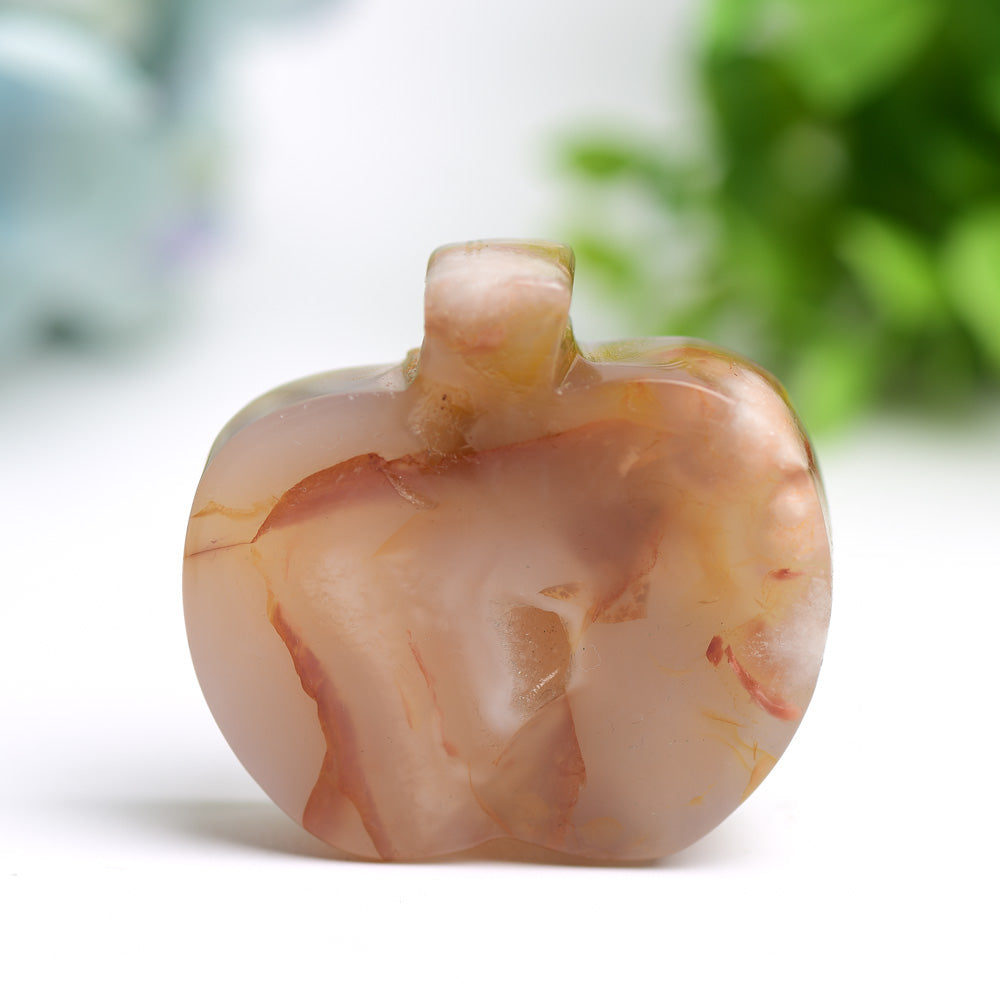 2.2" Flower Agate Apple Shape Crystal Carving Bulk Wholesale Wholesale Crystals USA