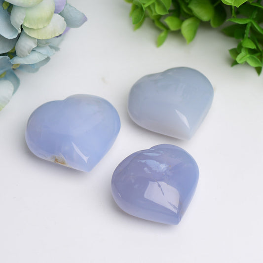 1.5"-2.5" Blue Chalcedony Heart Crystal Carving Bulk Wholesale Wholesale Crystals USA