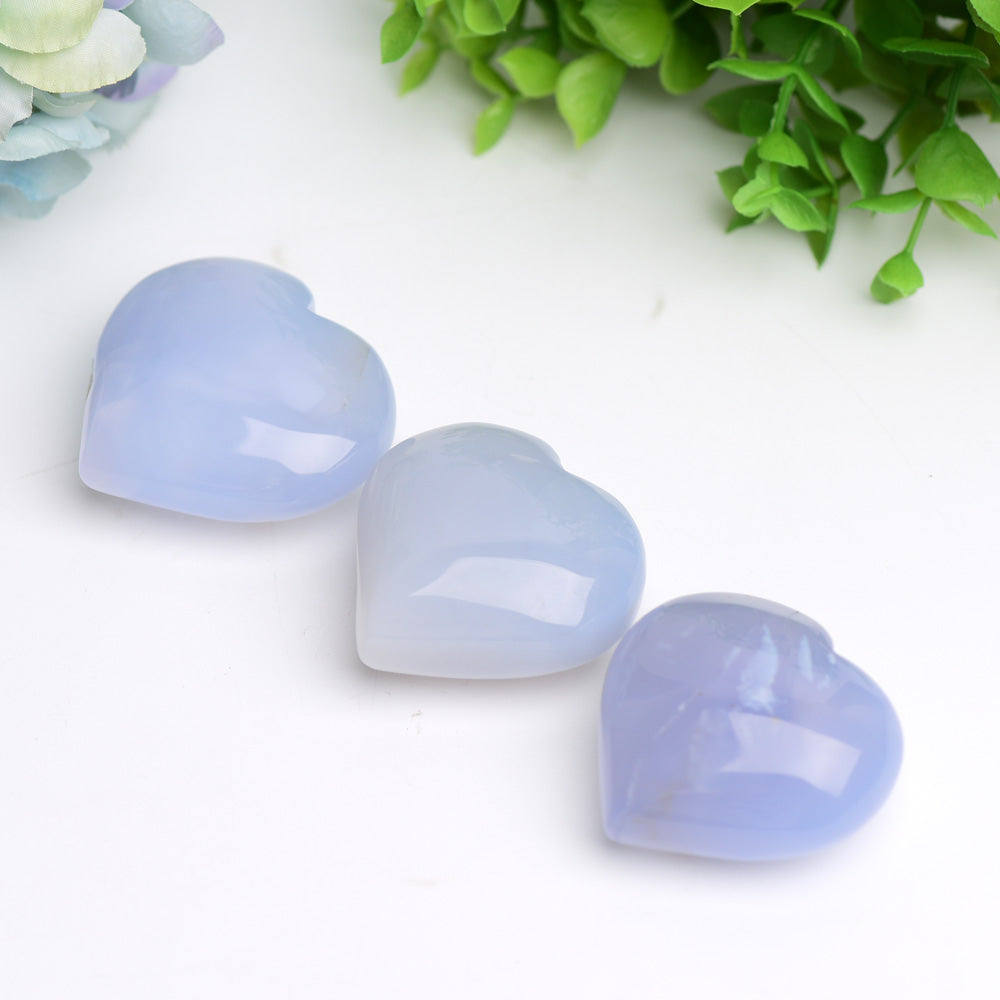 1.5"-2.5" Blue Chalcedony Heart Crystal Carving Bulk Wholesale Wholesale Crystals USA